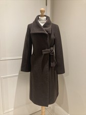 Marella Dark Brown Tie Side Wool Coat Size 10uk/42