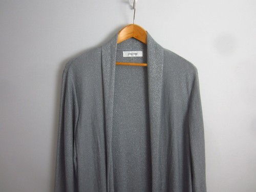 Cárdigan largo abierto Jones New York Studio para mujer Plus 2X gris plateado metálico LS - Imagen 5 de 11