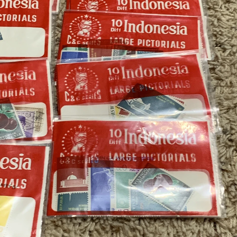 LOTE INVERSOR INDONESIA 25 PAQUETES DE 10 SELLOS PICTÓRICOS GRANDES Foto 4 de 4