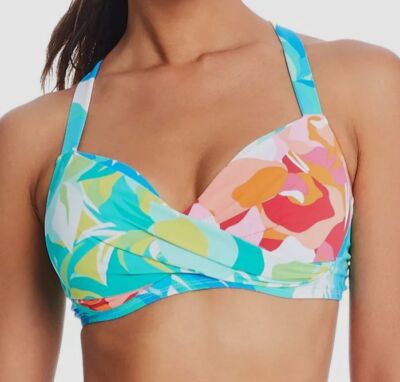 Bleu Rod Beattie Women Blue Twist-Front Bikini Top Swimwear Size 40D