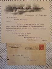 Letra cabeza de cartel de 1896 Household Sewing Machine Co con sobre Providence RI