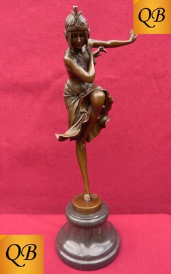 ART DECO BRONZE FIGUR SKULPTUR STATUE HINDU TÄNZERIN CHIPARUS WEIBLICHE FIGUR