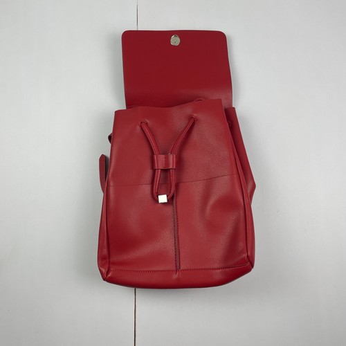 ZARA Backpack Red Faux Leather Midi Rucksack