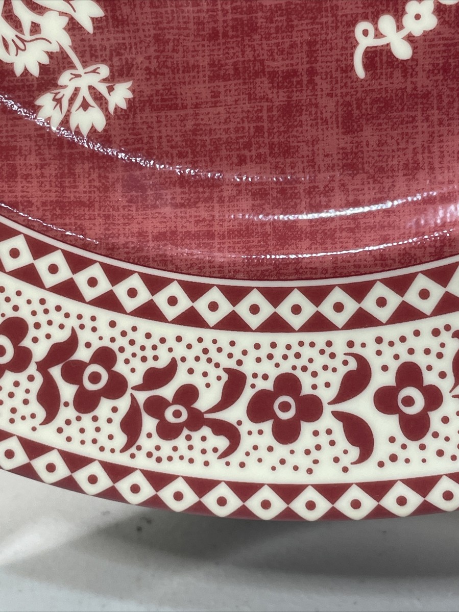 Patrick Frey Limoges Paniers Fleuris Dinner Plate 10 3/8” Red