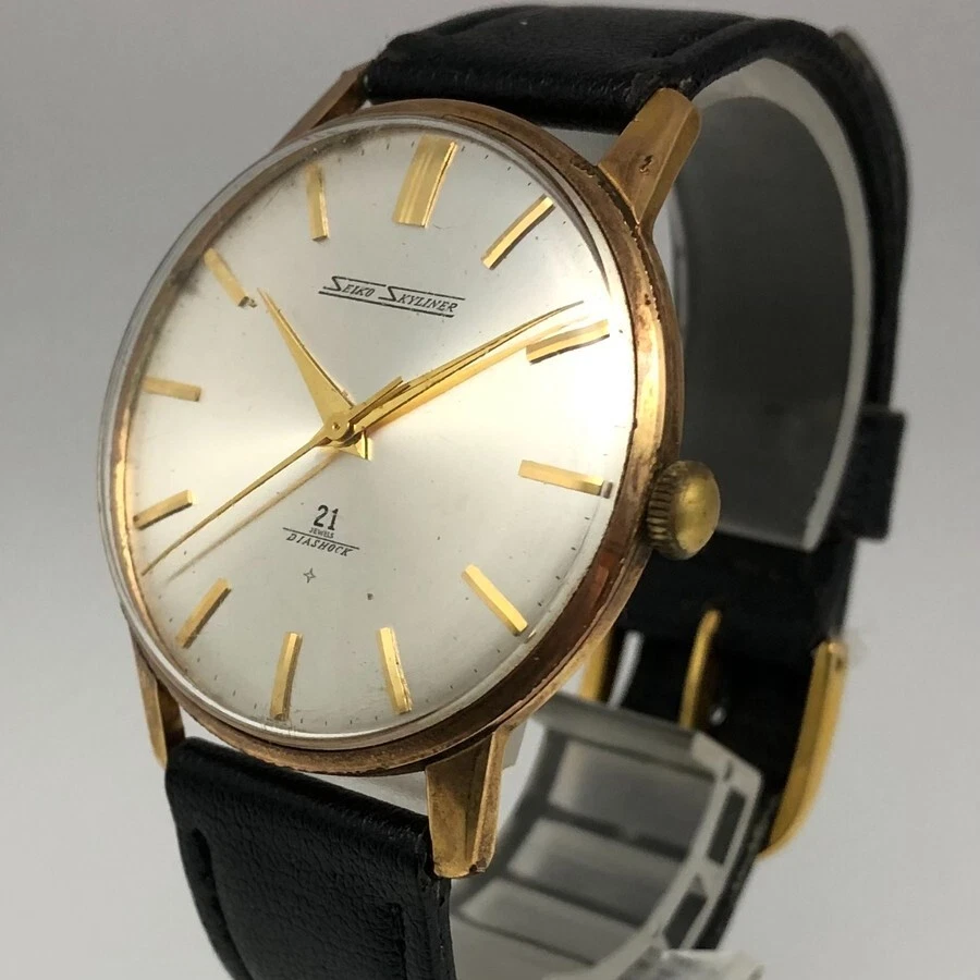 Vintage 1962 SEIKO SKYLINER J15006E GOLD FILLED Hand winding Watch Japan 1175