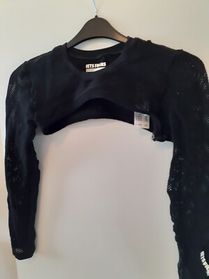 Iets Frans Langarm Netzstoff, Sport Coverup, schwarz, XL