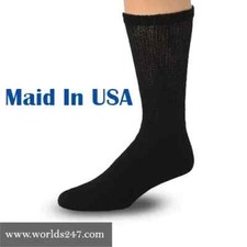 BEST QUALITY 6 PAIR BLACK MEN'S DIABETIC CREW SOCKS SIZE 10-13 MADE IN USA