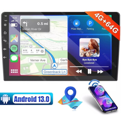 10.1'' Car Stereo 4+64GB Android 13 Double 2Din Apple CarPlay Auto Radio GPS Navi