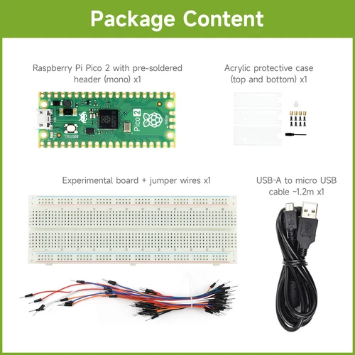 Raspberry Pi Pico 2 Microcontroller Board Based on Official RP2350 Chip, Kit Opt