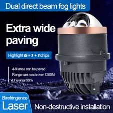 3 Bi Led Laser Hyperboloid Fog Projector Lens Fog Lamp 6000k For Toyota Honda