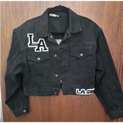 VINTAGE 90's LA GEAR BLACK CROPPED JEAN JACKET; SIZE MED | eBay