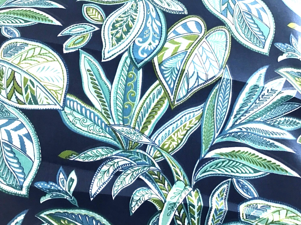 LOTE de 5 yardas de flores florales Richloom tela tropical hoja azul verde azulado Foto 4 de 4