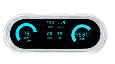 Intellitronix Teal LED Digital Gauge Cluster 1962-1965 Chevy II Nova Models