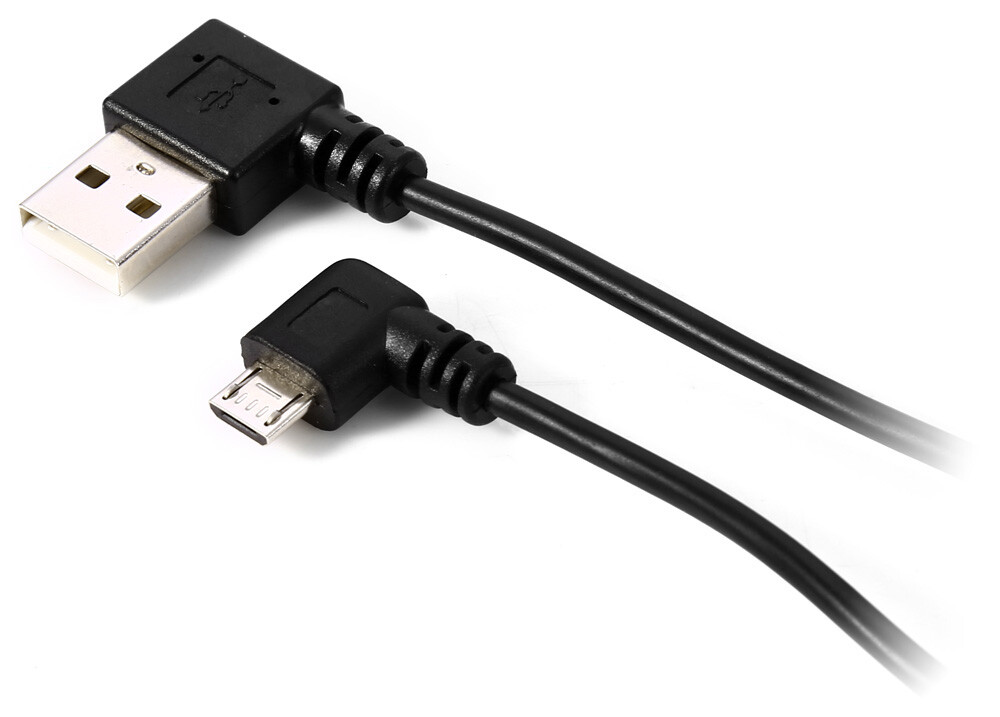 90 Degree Angle USB 2.0 A Male To Left Or Right Micro USB Cable - Low-Profile Charger For Phones