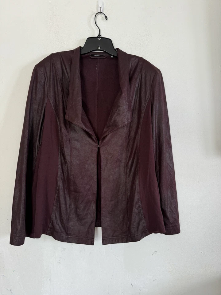 Bonita Womens Faux Suede Eggplant Purple Lagenlook Blazer Jacket, Size 48 US 14 - Image 2 of 4