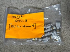 Lot of 8 SMC KQ2U16-00A Y 4mm Push-to-Connect Tube Fitting Union RC 1/4 Tu