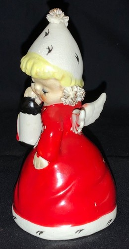 VINTAGE NAPCO CERAMIC CHRISTMAS FIGURES - TRIO OF ANGEL BELLS W/SPAHGETTI ACCENT - Picture 3 of 21