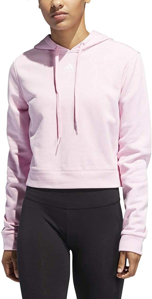 женский укороченный флисовый пуловер-толстовка adidas с капюшоном в 3 полосы, различные цвета