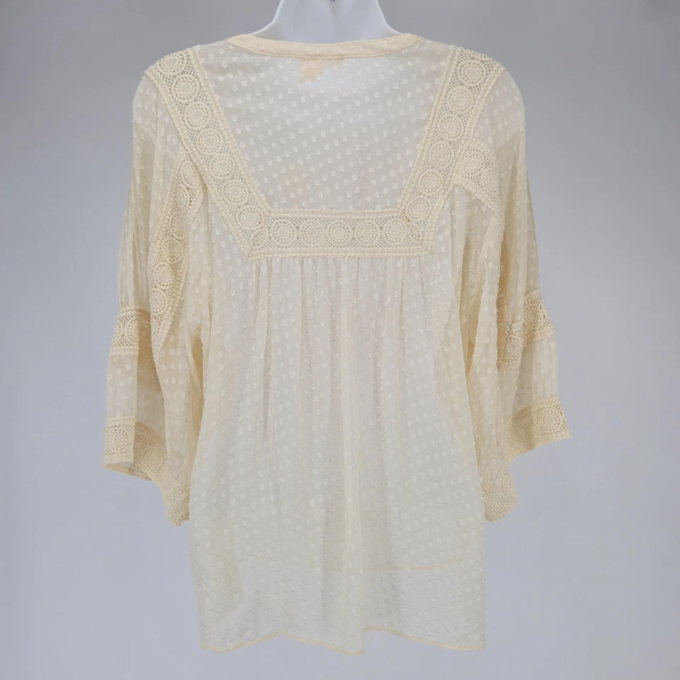 Top transparente de seda Meadow Rue para mujer talla pequeña Boho Cottagecore delicado encaje de ganchillo Foto 2 de 4