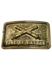 Vintage King of Battle Brass Belt Buckle with worn leather 39'' long Free Ship
