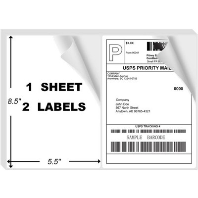 1000 Rounded Corner Half Sheet Labels, Self Adhesive Shipping Label for Laser...