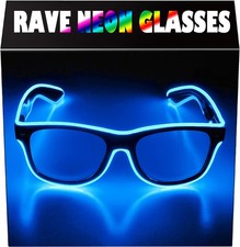 Light up EL Wire Neon Rave Glasses Glow Flashing Sunglasses Costumes For Part...