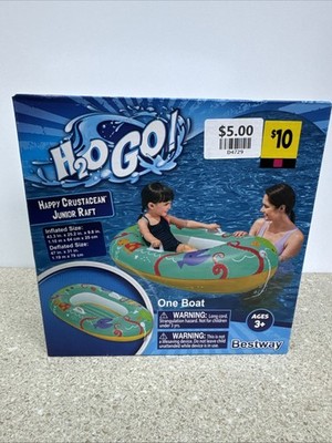 H2OGO!  Kids Happy Crustacean Junior Raft Handles Swimming Pool Boat Ages 3+ New