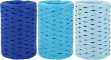 Whaline 984Ft Gradient Blue Raffia Ribbons Blue Series Raffia Paper String Gift