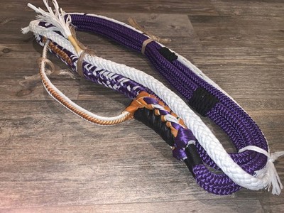 Purple & White Pro 9/7 RH - 3/4 x 3/4' EPT Bull Ropes Rodeo Rider 16'