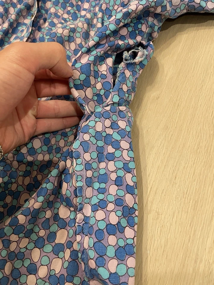 Вискоза рубашка на пуговицах 1960-х истинный винтажный узор фиолетовый цветной размер большой - Изображение 4 из 4