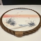 Signed Original Acrylic Seascape Beach Grass Painting on Round Wood beach decor — photo 3