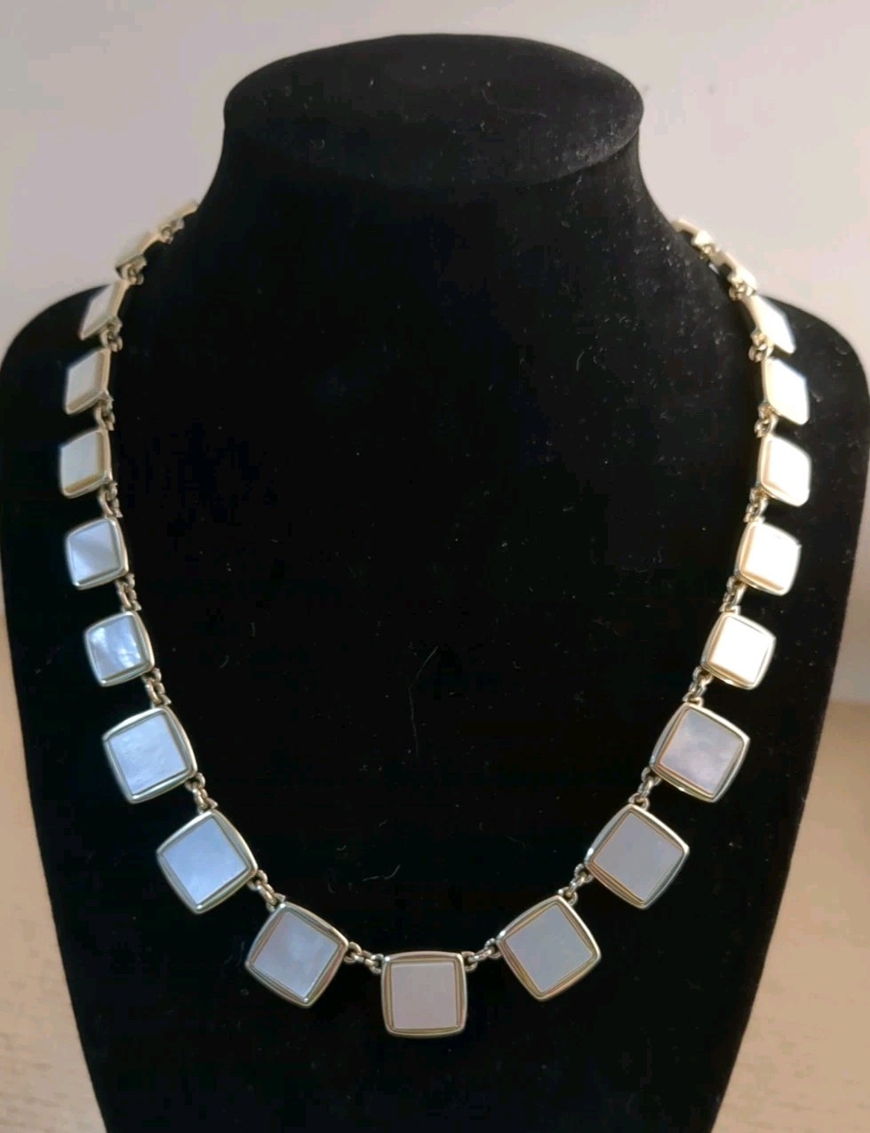 Loft gold-tone square shell statement necklace 16" - image 1