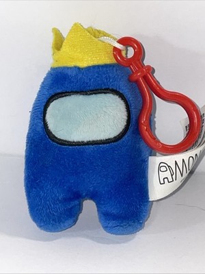 J85 Toikido Among Us 4 In Stuffed Plush  Blue Yellow Crown With Red Keychain