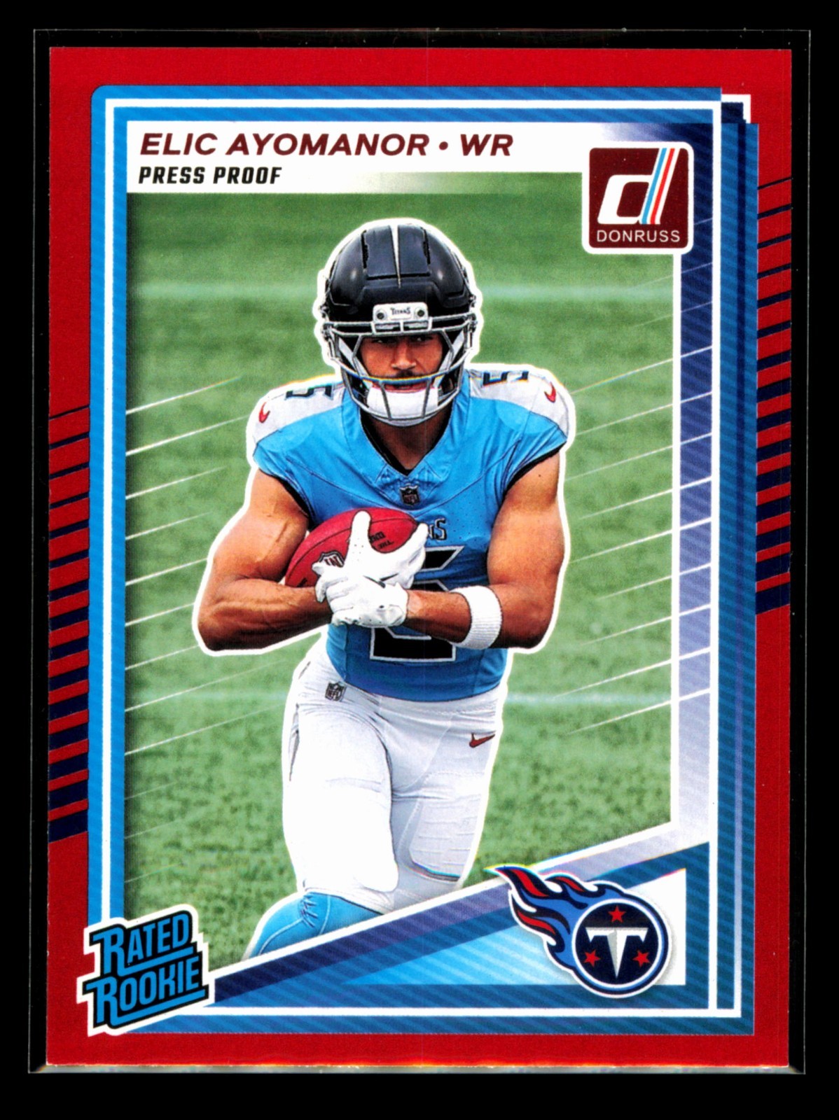 2025 Panini Donruss - Rated Rookies Elic Ayomanor #339 Press Proof Red (RC)