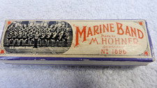 Vintage M HOHNER Marine Band Harmonica No. 1896 Key F with Box Germany