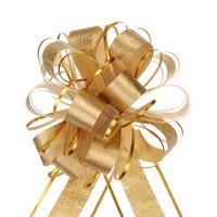 20 StüCk 6 Zoll GroßE Ziehschleife Geschenkverpackungsschleifenband Organza Gold