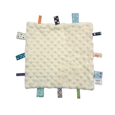 Soft Cream Baby Lovey Security Blanket Nubby With Tabs By Crevent 13 x 13"