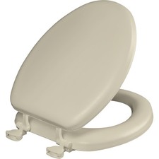 Mayfair Padded Toilet Seat, Cushioned Soft Vinyl over Wood Core Round, Bone