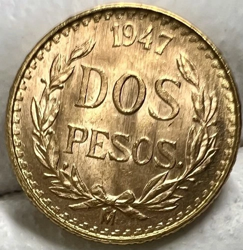 1947 Mexico 2 Pesos Gold — photo from the most recent tracked eBay sale