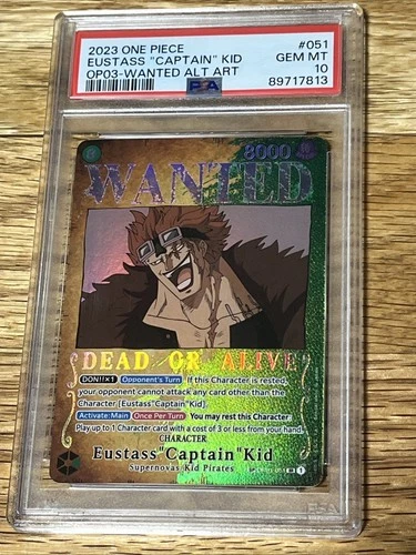 Bandai Eustass "Captain" Kid Wanted Alt Art Foil OP01-051 Super Rare PSA 10