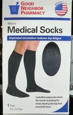GNP Men's Medical Socks, 15-20 mmHg (Size: XL) Black