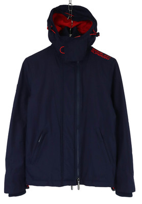 SuperDry Original Windcheater Jacke Herren XS Marineblau mit Kapuze Fleecefutter