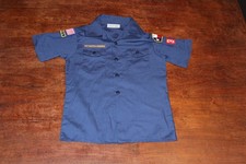 Boy Scouts of America BSA Youth Shirt Blue Medium Glued Patches Short Sleeve