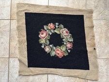 Finished Needlepoint Canvas w/Black Background Lot of 7 Each Different