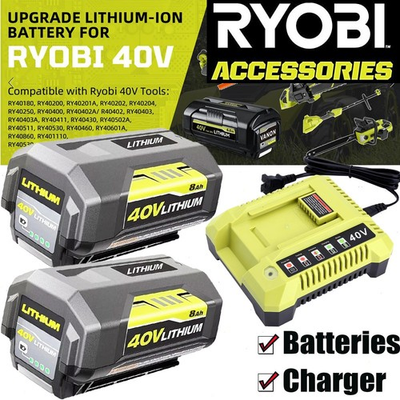 #ad 8.0Ah Battery 40 Volt for Ryobi 40V Lithium OP40602 Battery with LED Charger $59.00