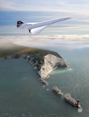 British Airways Concorde flying over Needles Isle of Wight - 16x12 Photo Print