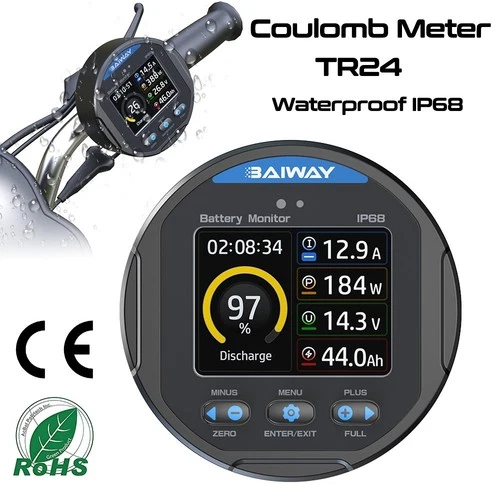 TR24 IP68 Coulomb Meter Battery Monitor 50A/100A/350A Battery Capacity Tester