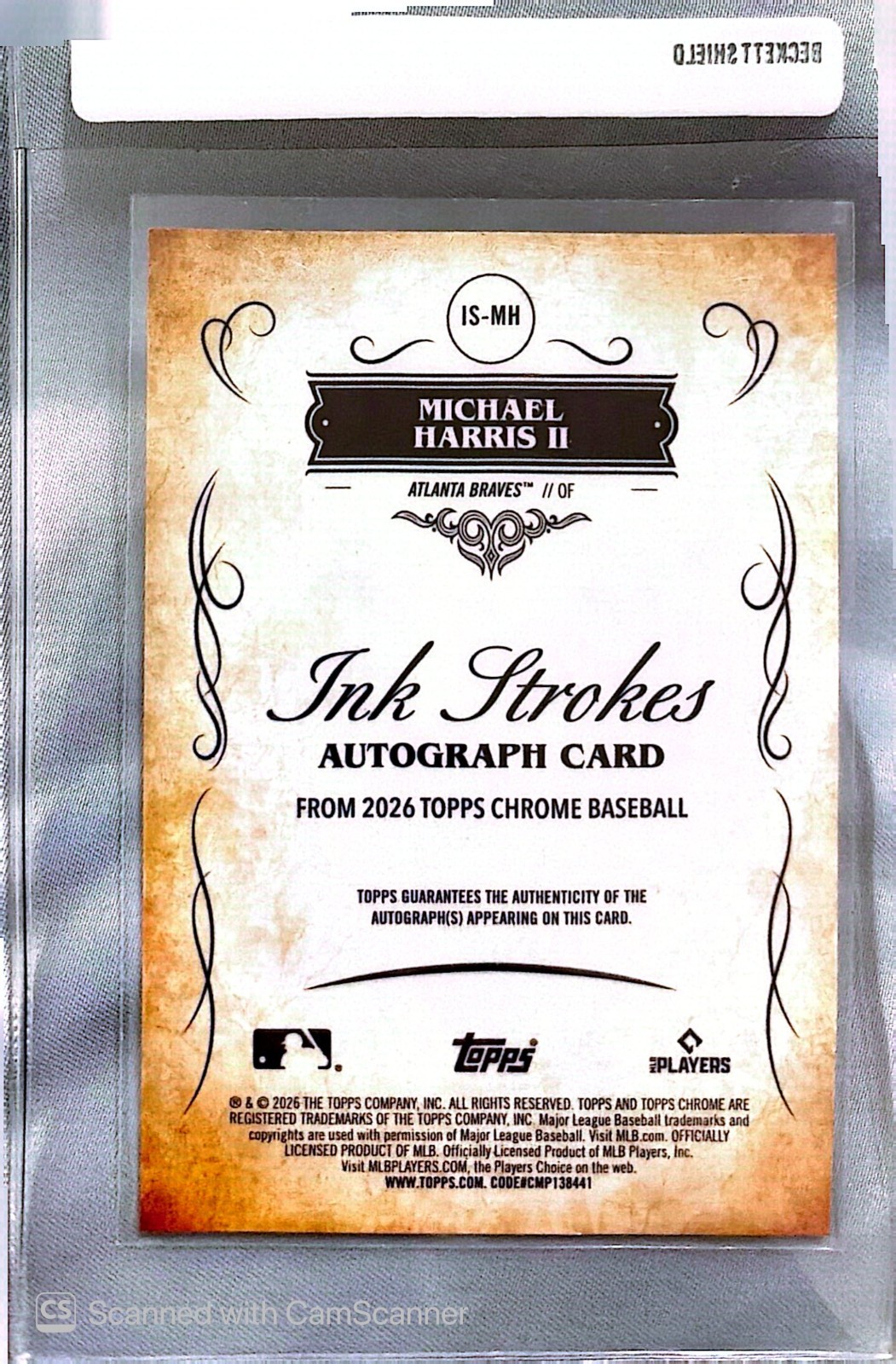 2026 Topps Chrome Baseball Michael Harris II Ink Strokes Gold Auto /50 Braves SP view 2