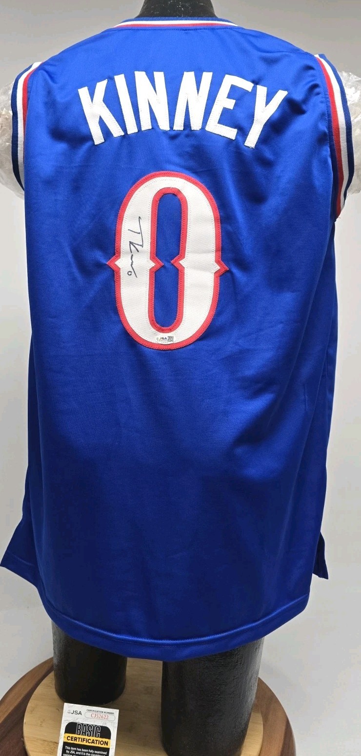 Taylen Kinney Autographed Signed Kansas Jayhawks Jersey Blue XL Basketball TK67K JSA CJ52622 