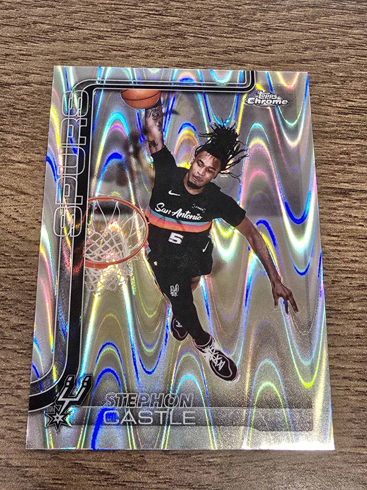2025-26 Stephon Castle Topps Chrome Update RayWave Refractor #82 Spurs